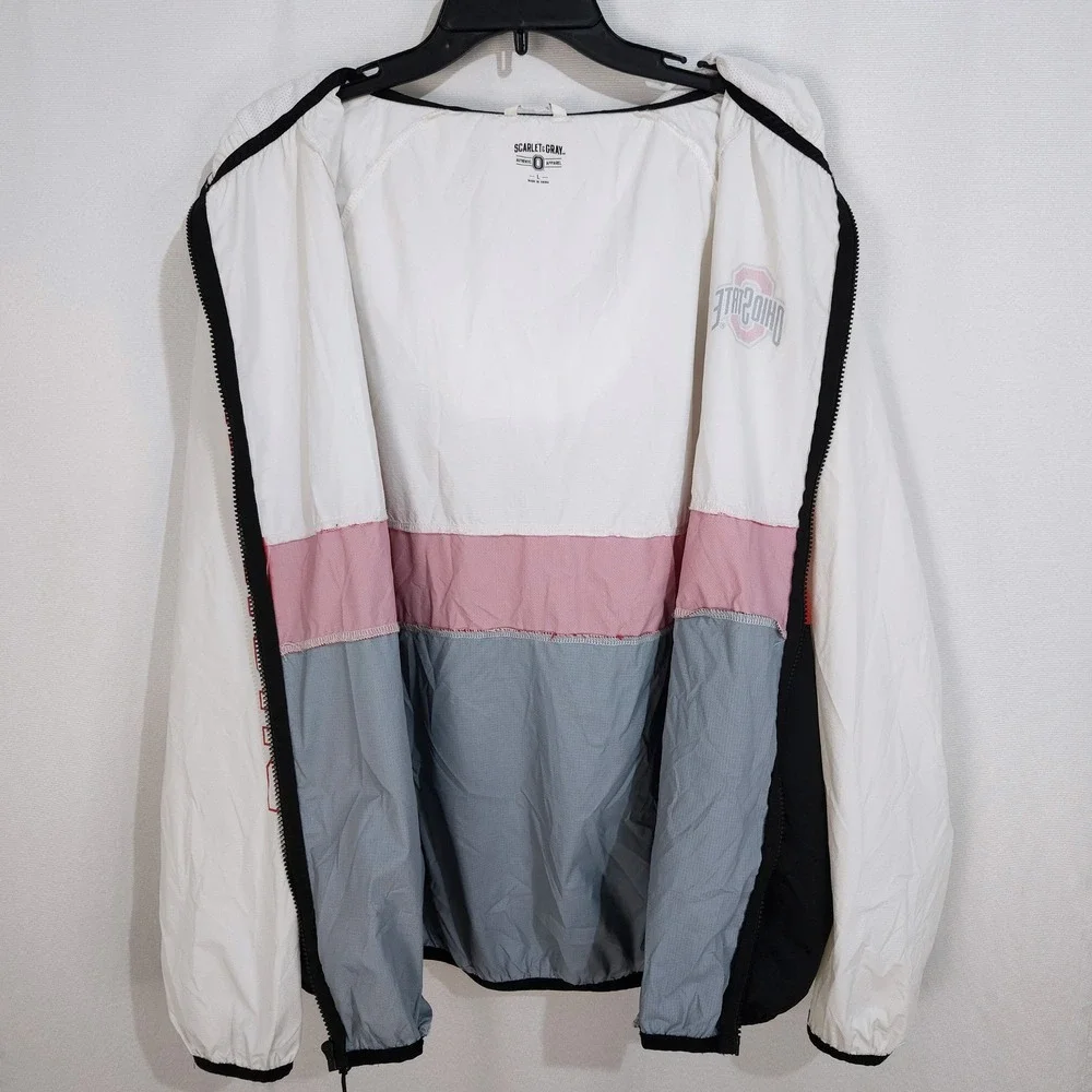 Ohio State Buckeyes Windbreaker Jacket Adult Large Ripstop‎ Nylon Scarlet & Gray